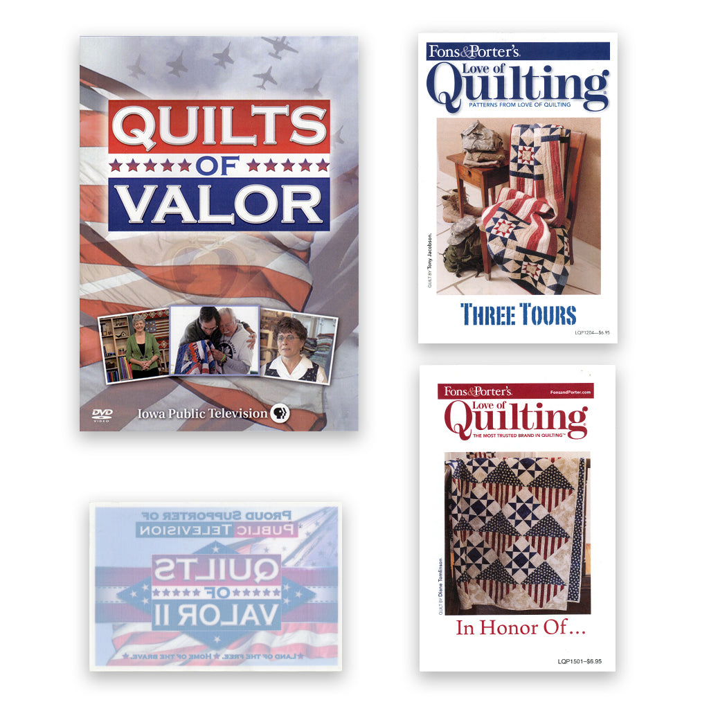 Quilts of Valor II: DVD + 2 patterns + window cling